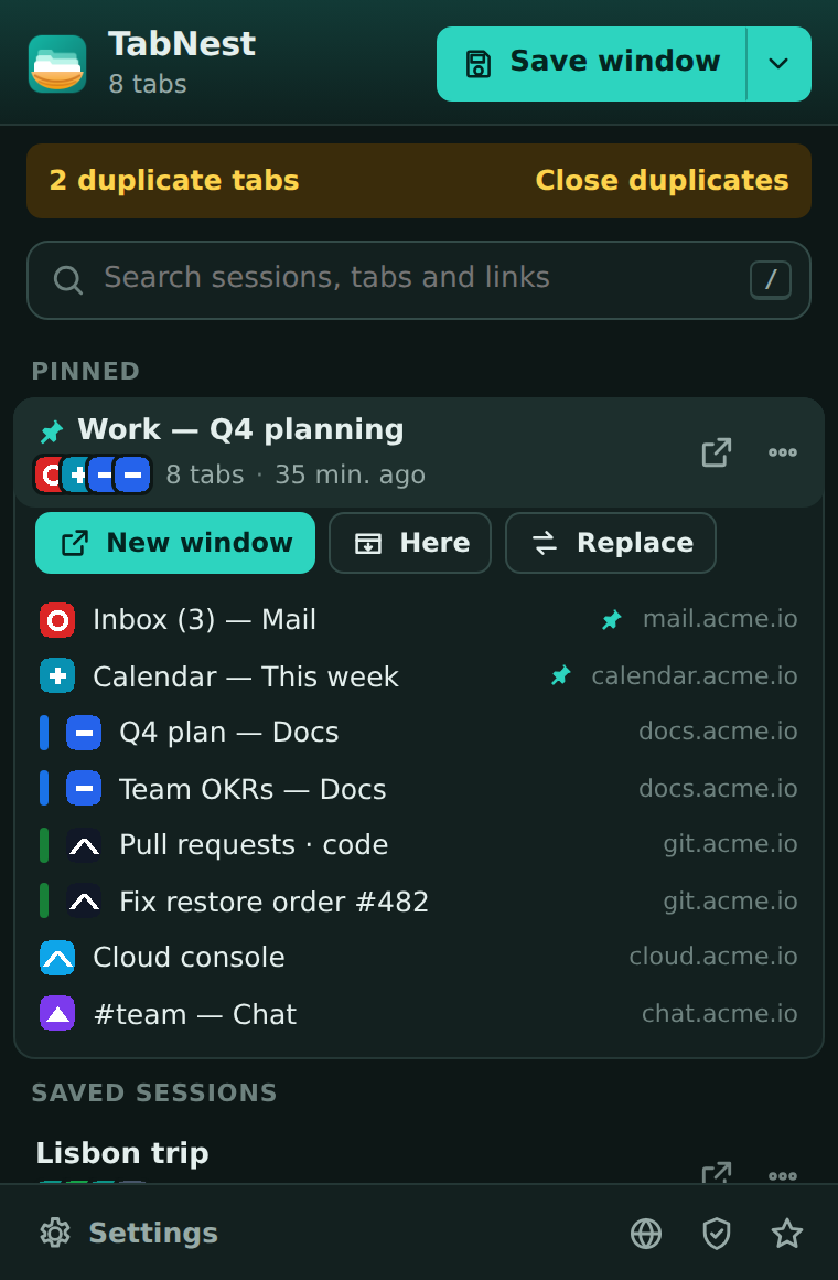 Open a whole session or a single tab.